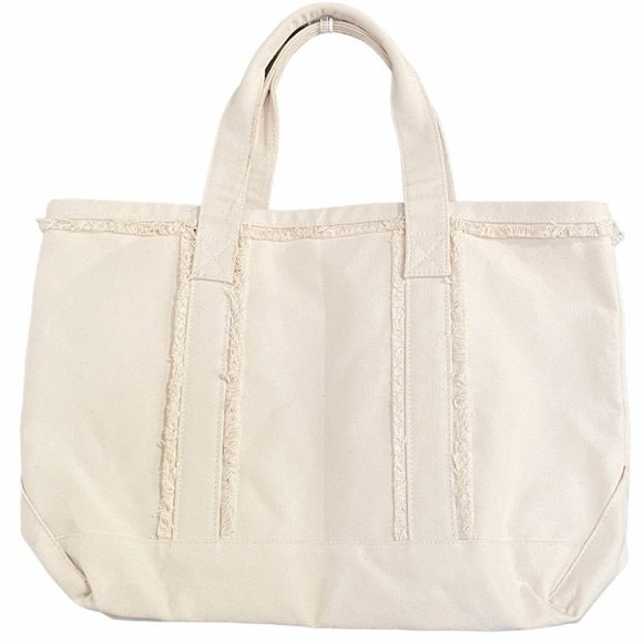 J. Jill 100% Cotton Canvas Tote Bag Sturdy Market Beach Vacation Overnight Bag - Picture 1 of 9